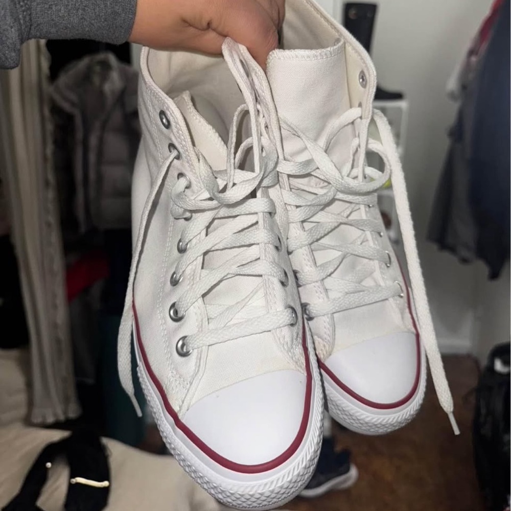 Converse White and Red High-Top Sneakers
